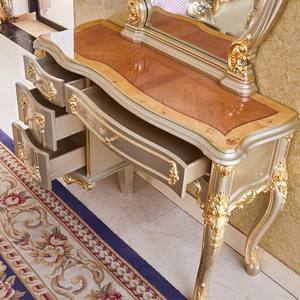 Rias wajah gaya Perancis, rias wajah kayu padat negara Korea sederhana Amerika apartemen kecil meja rias sampanye - Product Image 4