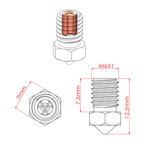 Boquilla para Impresora 3D E3D de 9.0mm con Tres Orificios, Cabezal de Impresión de Alto Flujo - Product Image 3