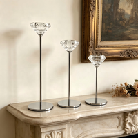 Supports de bougies modernes en fer électroplaqué et cristal, bougeoirs en verre transparent, vendus séparément ou en ensemble complet