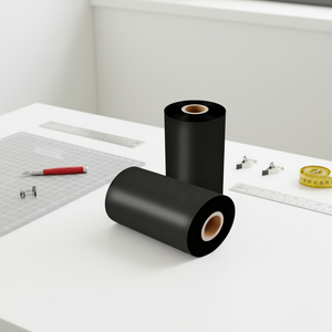 Nastro per Codici a Barre Zexu in Cera/Resina Nera per Stampanti di Etichette, Larghezza 20mm-240mm, Lunghezza 200m-600m - Product Image 1