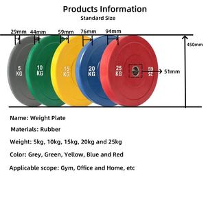 10-55lb/5-25kg Umweltfreundliche Langlebige Rutschfeste Gummi-Bumper-Platten für Fitnessstudio Gewichtheben Anpassbare Farben & Logo 2"/1\" - Product Image 2