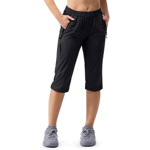 <b>Womens</b> Golf <b>Capri</b> <b>Pants</b> 18 Inch Quick Dry 3/4 Length With Zipper Pockets Sporty Elastic Waist Hiking Wear - Product Image 1