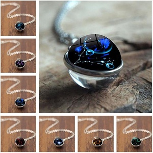 Mode Saint Valentin Cadeau 12 Zodiaque Boule De Verre Femmes <span class=keywords><strong>Horoscope</strong></span> Collier Bijoux - Product Image 2
