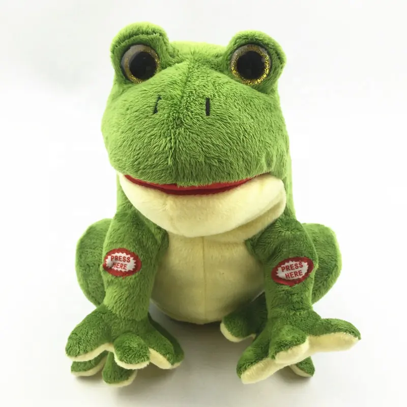 הקלטת קול צפרדע שירה אלקטרונית מותאמת אישית וסיפור סיפור צעצוע קטיפה צפרדע ירוק