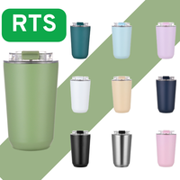 Mug à café en acier inoxydable 380 ml 480 ml, tasse de voyage à double paroi isolée sous vide avec couvercle rabattable, acier 304 réutilisable, en stock