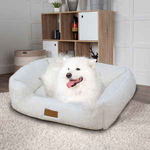 Memory-Cama grande de espuma viscoelástica para perros, cama de perro de espuma viscoelástica para cani grandi, tela de Sherpa blanca - Product Image 2