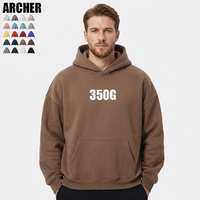 Sweat-shirts à capuche streetwear oversize en polaire premium 350g, 20 couleurs, sans cordon, unis, hiver, écologiques