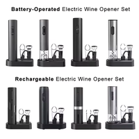 Tire-bouchon électrique professionnel en acier inoxydable avec logo personnalisé, ensemble d'ouvre-bouteilles à vin