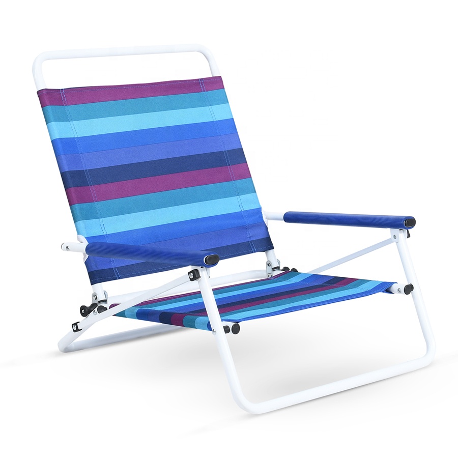 Оптовая продажа, индивидуальный Роскошный складной подлокотник с низким сиденьем для рыбалки, пляжа, складной стул со стальным подлокотником