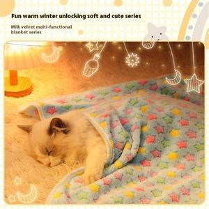 Venta caliente Pet Pink <span class=keywords><strong>Star</strong></span> Pattern Coral Fleece Manta Invierno Cálido Manta para mascotas Producto - Product Image 5