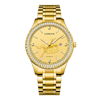 Montre automatique Oriental Lucky Snake en acier inoxydable plaqué or, verre saphir, fond ajouré, étanche 50M, luxe pour homme, 20mm