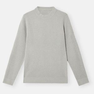 사용자 정의 로고 OEM 및 ODM 풀오버 남성 스웨터 자카드 니트웨어 면 와플 니트 점퍼 겨울 크루넥 사용자 정의 남성 스웨터 - Product Image 4