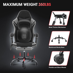 เก้าอี้คอมพิวเตอร์ปรับเอนได้สำหรับเล่นเกมในห้องนักบินพร้อมด้วยจอภาพ2ตัว - Product Image 6