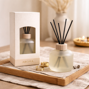 Caja de cartón de lujo para difusores de aromas, regalos de aromaterapia y sets de spa, de papel <span class=keywords><strong>art</strong></span>ístico sostenible con ventana, para minoristas. - Product Image 1