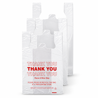 Sac en plastique de haute qualité, écologique, recyclable, imperméable, avec poignée, pour épicerie, vente au détail, supermarché, blanc, rouge, avec inscription « Merci »