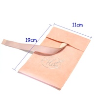 Sac de rangement anti-poussière rose pêche pour montre et collier, avec logo personnalisé, fermeture à ruban, idéal comme pochette cadeau