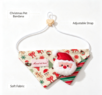 Pañuelo de Navidad para mascotas, suave, reversible, triangular, con adorno 3D de Papá Noel, hebilla ajustable, collar de entrenamiento para mascotas, moderno e impermeable