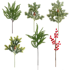 Artificial Christmas Tree Branches 40cm With <b>Pinecones</b> And Red Berries For Holiday Home Wedding Decor - Product Image 1