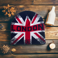 Chine Acrylique Tricoté Surdimensionné Londres Jacquard Bonnet Chapeaux Taille Libre Extensible Hiver Voyage Accessoire Beanise pour Hommes et Femmes