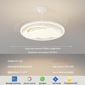 Lámpara de techo con ventilador para restaurante, dormitorio, habitación infantil, cálida, con protección ocular, para toda la casa, lámpara Zhongshan - Product Image 6