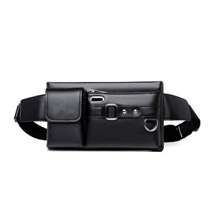 Sacs de poitrine, sacs à bandoulière, sacs banane et sacs de taille pour hommes en cuir PU imperméable, style mode et loisirs, avec logo personnalisé, vente en gros - Product Image 1