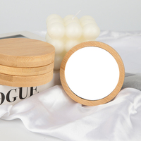 Logo laser personnalisé Beauté de voyage Maquillage compact pour filles Miroir de poche rond en bois pour femmes Mini petit miroir de poche