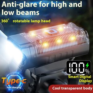 Lumière de vélo LED longue durée, puissance fiable, éclairage continu, affichage numérique, batterie, mode intelligent, accessoires de vélo - Product Image 2