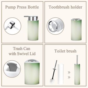 Juego de accesorios de baño de 6 piezas, verde salvia con flores y ramas, patrón sin costuras, acabado de superficie cepillada con estampado completo - Product Image 5