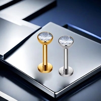 Anneau de lèvre en titane ASTM F136 avec zircone cubique taille princesse, bijou de piercing labret pour cadeau de mariage, vente en gros personnalisée ODM