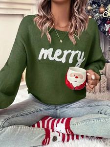 Maglione Autunnale alla Moda in Jacquard, Morbido Cashmere Artificiale, Vestibilità Ampia, Spalle Cadenti, Design Casual con Collo Tondo per <span class=keywords><strong>Donna</strong></span> - Product Image 4