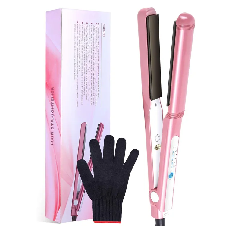 Inteligente recto de titanio personalizado Pro Nano Etiqueta Privada planchas 232 de 450 grados Plancha de pelo Plancha de hierro Plancha Rosa