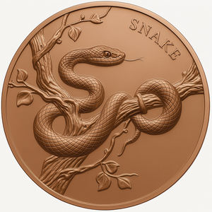 Einzigartiges Design 5 Troy Unzen 999 Reines Kupfer Wildlife Snake Runde UV-Farbmedaille mit Kapselverpackung - Product Image 2