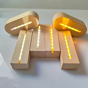 Supporto Espositivo a LED con Base in Legno Alimentato a Batterie AAA per Lampade Notturne in Acrilico Personalizzate, Arte in Resina e Vetro Fai-da-Te - Product Image 3