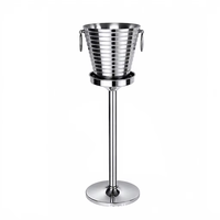 Seau à glace carré antichoc en acier inoxydable de style européen, vente en gros directe d'usine, support commercial pour glace au sol, produit phare