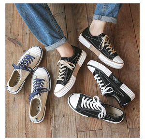 New Men's High Low <b>Canvas</b> Sneakers Casual <b>Round</b> Toe in Black for All Seasons Fashionable with Rubber Insole and Cotton Lining - Product Image 6