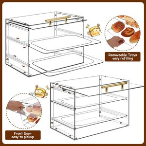 Vitrina de repostería de acrílico de encimera comercial de 2 capas personalizada vitrina de panadería ecológica de estilo moderno transparente - Product Image 4