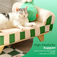 Cama Moderna Rectangular Plegable para Mascotas, Patas de Madera Resistentes, Diseño Acogedor con Rayas, Sofá Elevado para Perros Pequeños y Gatos, Cartón Ecológico