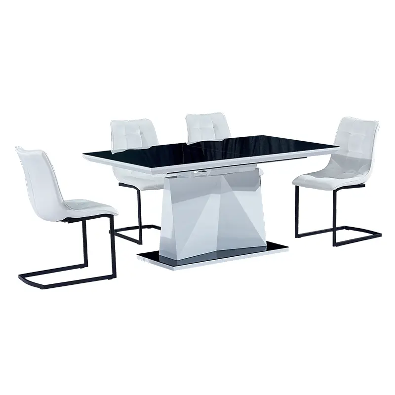 Junqi 럭셔리 화이트 블랙 식탁 세트 4 6 8 인승 대리석 탑 식탁 및 의자