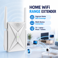 Penguat WiFi Rumah Dual Band, Ekstender Jaringan Nirkabel, Repeater 2100Mbps untuk Cakupan Seluruh Rumah, Smart TV, Laptop, Kantor