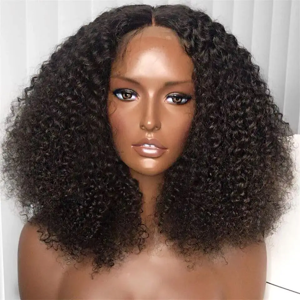 Wholesale Mongolian Afro Kinky Curly Wig Natural 13x4 Lace Front Human Hair Wigs For Black Women Pre Plucked Remy Hair Wig