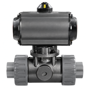 Réduction tarifaire COVNA Vanne à bille pneumatique UPVC à retour par ressort Trois voies Union à douille Vanne pneumatique - Product Image 4