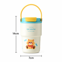 Gobelets pour enfants en céramique de 16 oz avec couvercle double ouverture, poignée de transport, motif lapin mignon, infuseur à thé intégré, faciles à nettoyer, pour l'école - Vente en gros