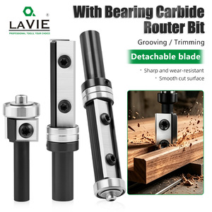 LaVie Bearing Carbide <b>Router</b> <b>Bit</b> <b>Set</b> 8 12.7mm Shank Detachable Blade Woodworking - Product Image 1