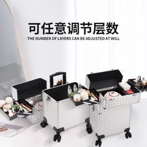 Chariot de maquillage en aluminium 3 en 1, grand coffret de beauté, chariot organisateur de cosmétiques, boîte, sac, salon de coiffure, art des ongles - Product Image 3