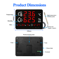 Moniteur de température et d'humidité WiFi industriel avec écran LED, sonde externe haute température, application mobile et enregistrement de données à distance
