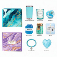 Panier-cadeau personnalisé de luxe en coton bleu avec impression UV pour spa, idéal pour un anniversaire - Lunaire L-05