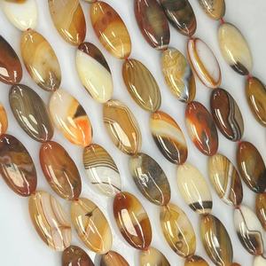 <span class=keywords><strong>Agata</strong></span> di caffè <span class=keywords><strong>marrone</strong></span> 15x30MM con Texture a strisce naturali forma ovale perle di pietre preziose per gioielli di moda circa: 380MM/Str - Product Image 2