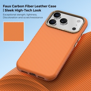 Funda Magnética de Cuero con Textura de Fibra de Carbono de Lujo para iPhone 17 14 15 16 Pro Max 17 Air, Funda Protectora con Carga Inalámbrica - Product Image 2