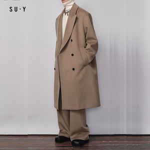 Stile Vintage lana si fonde sopra bottone tinta unita Casual Trench <span class=keywords><strong>uomo</strong></span> <span class=keywords><strong>Cashmere</strong></span> <span class=keywords><strong>cappotto</strong></span> lungo con tasche - Product Image 2