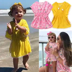Hot Sale Children Girl's Summer Beach Wear Clothes Kids Towel Cover Up Outfit Matched Swim Clothes Top Shirts